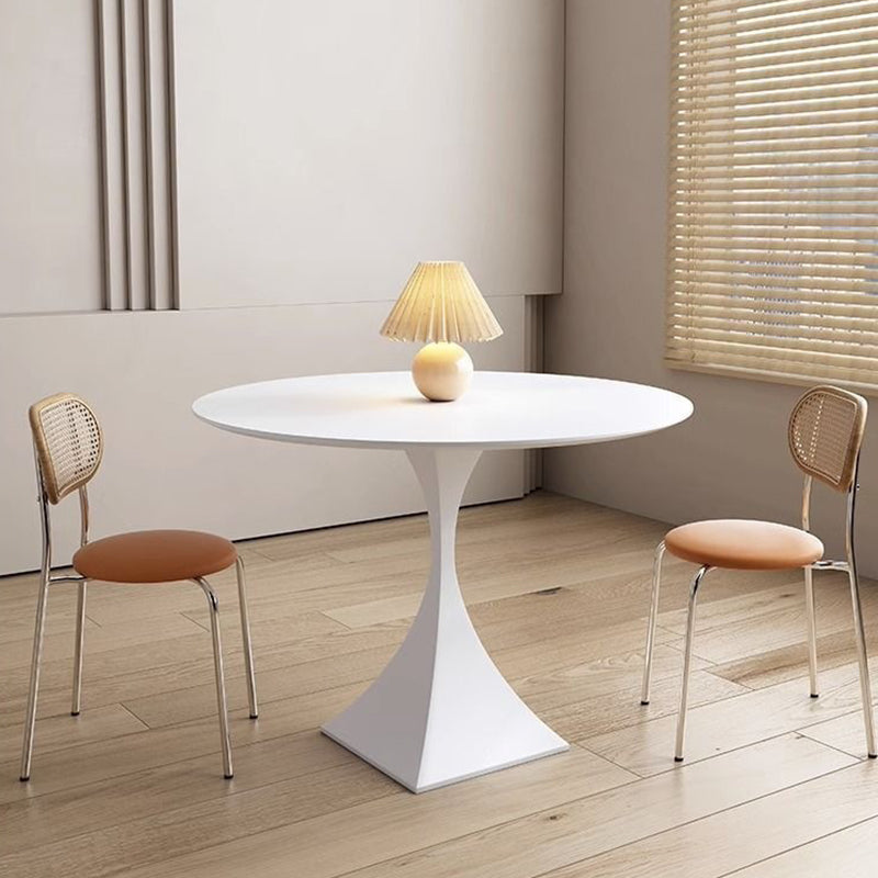 Modern Minimalist Round Dining Table with Ceramic Stone Slab and Carbon Steel Frame — Seats 2-8