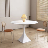 Modern Minimalist Round Dining Table with Ceramic Stone Slab and Carbon Steel Frame — Seats 2-8