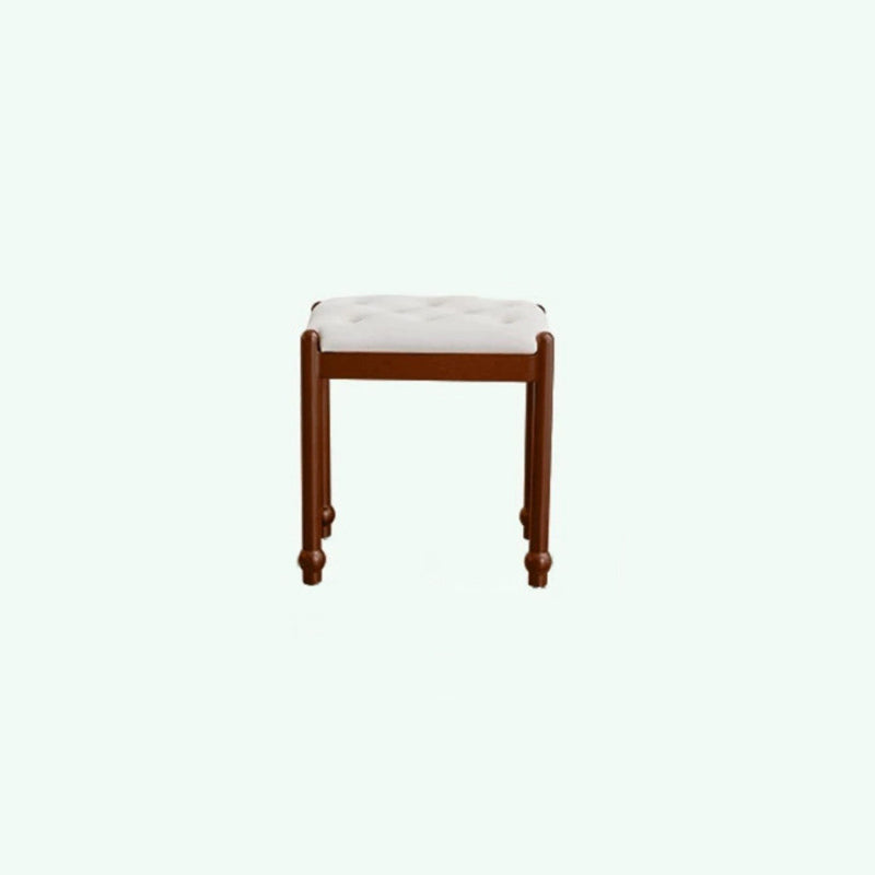 Traditional French-Style Rectangular Vanity Set with Pine & Ash Wood, Velvet Stool, 2-Tier Makeup Vanity – Bedroom