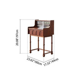 Traditional French-Style Rectangular Vanity Set with Pine & Ash Wood, Velvet Stool, 2-Tier Makeup Vanity – Bedroom