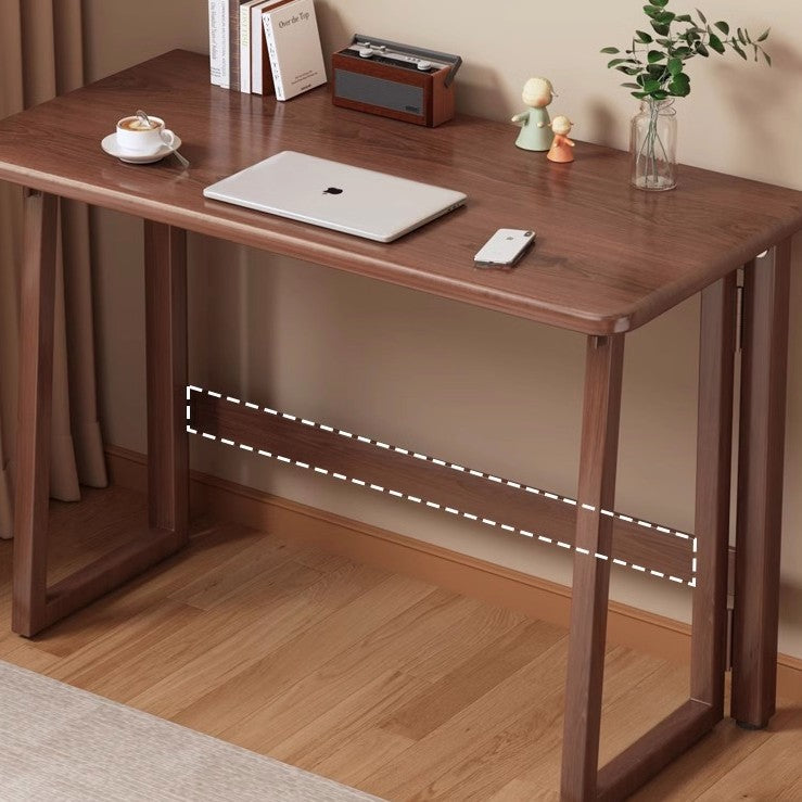 Traditional Chinese-Style Rectangular MDF Desk with Carbon Steel Frame, Foldable for Home Office