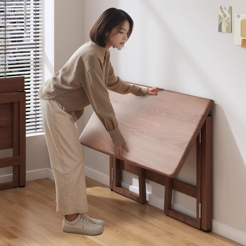 Traditional Chinese-Style Rectangular MDF Desk with Carbon Steel Frame, Foldable for Home Office