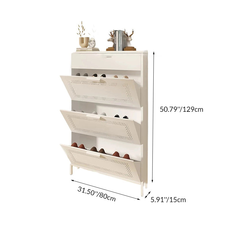 Sleek Modern Minimalist 3-Tier Rectangular Steel Shoe Storage Organizer for Entryways