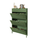 Sleek Modern Minimalist 3-Tier Rectangular Steel Shoe Storage Organizer for Entryways