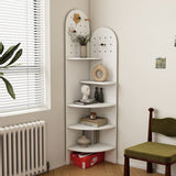 Modern Minimalist Fan-Shaped 5-Tier Corner Shelf Unit with E0-Grade Ecological Board for Living Room