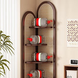 Traditional Chinese Fan-Shaped Curved Nan Bamboo Rattan Weave Corner Shelf Unit, 4-Tier Living Room Organizer