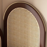 Traditional Chinese Fan-Shaped Curved Nan Bamboo Rattan Weave Corner Shelf Unit, 4-Tier Living Room Organizer