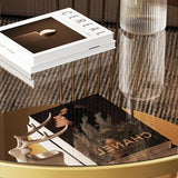 Modern Minimalist Round Tempered-Glass Coffee Table with Iron Frame, 2-Tier for Living Room