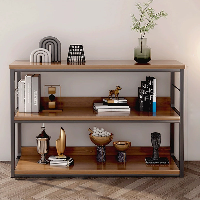 Modern Minimalist 3-Tier Rectangular Display Rack with Iron Frame and Particleboard Shelves for Living Room