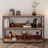 Modern Minimalist 3-Tier Rectangular Display Rack with Iron Frame and Particleboard Shelves for Living Room