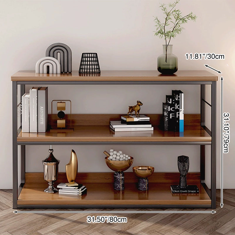 Modern Minimalist 3-Tier Rectangular Display Rack with Iron Frame and Particleboard Shelves for Living Room