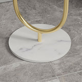 Nordic-Style Contemporary Round Iron Display Rack with Stone Slab, 2-Tier for Living Room