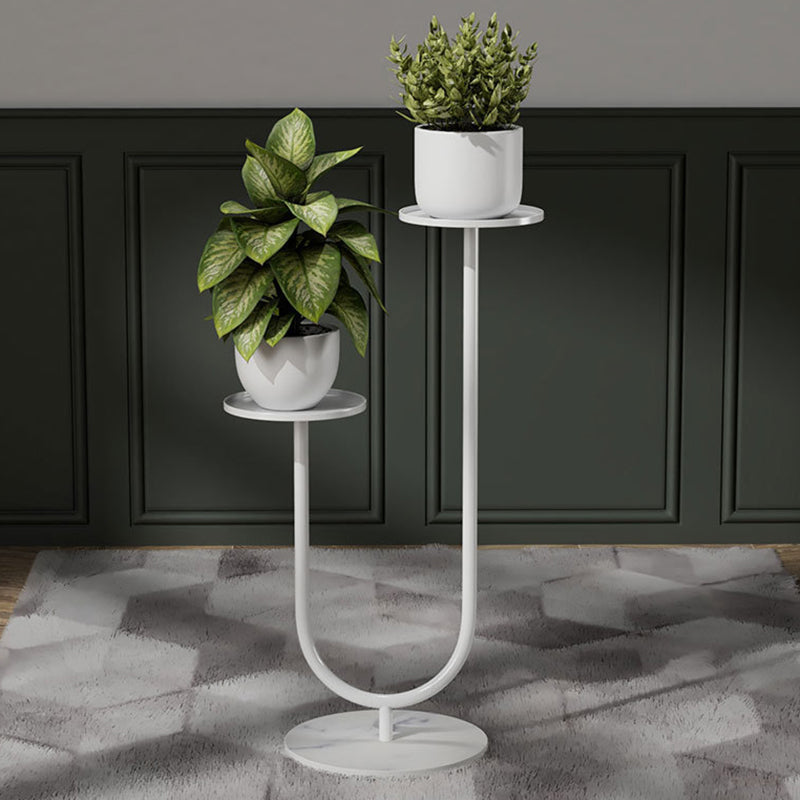 Nordic-Style Contemporary Round Iron Display Rack with Stone Slab, 2-Tier for Living Room