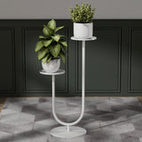 Nordic-Style Contemporary Round Iron Display Rack with Stone Slab, 2-Tier for Living Room