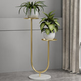 Nordic-Style Contemporary Round Iron Display Rack with Stone Slab, 2-Tier for Living Room