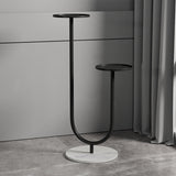 Nordic-Style Contemporary Round Iron Display Rack with Stone Slab, 2-Tier for Living Room