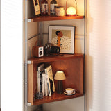 Contemporary Retro Fan-Shaped Corner Shelf Unit with Stainless Steel Frame and 4-5-Tier Particle Board Shelves for Living Room