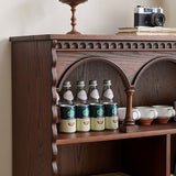 Traditional French-Style Rectangular Oak & Ash Solid Wood Eco Board Display Rack, 4-Tier for Living Room