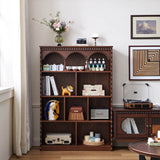 Traditional French-Style Rectangular Oak & Ash Solid Wood Eco Board Display Rack, 4-Tier for Living Room