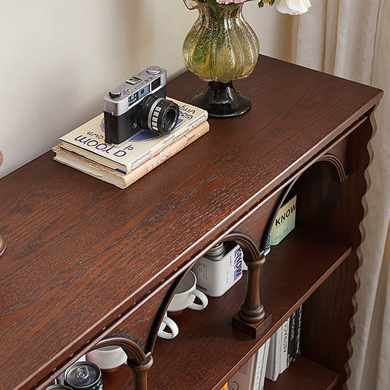 Traditional French-Style Rectangular Oak & Ash Solid Wood Eco Board Display Rack, 4-Tier for Living Room