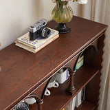 Traditional French-Style Rectangular Oak & Ash Solid Wood Eco Board Display Rack, 4-Tier for Living Room