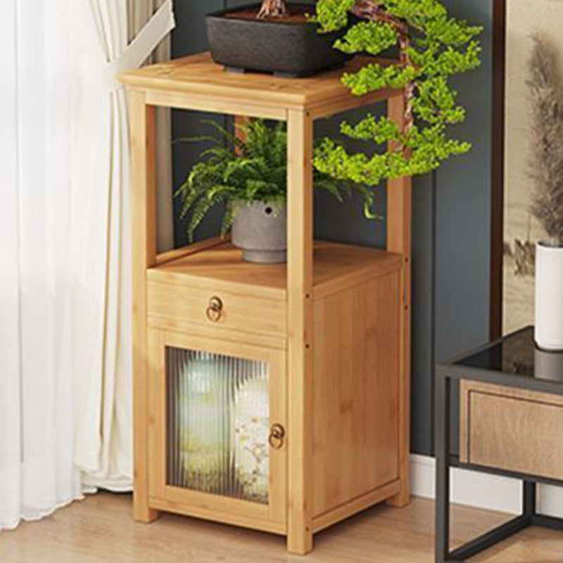 Square Nan Bamboo MDF Acrylic Display Rack – 1–4 Tier, Modern Living Room Storage