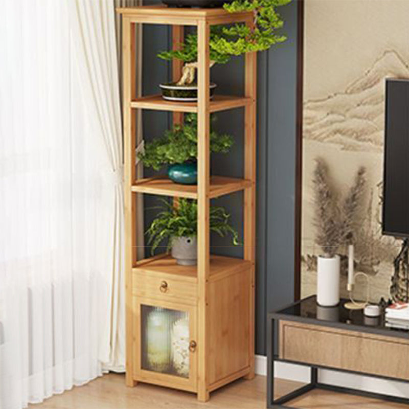 Square Nan Bamboo MDF Acrylic Display Rack – 1–4 Tier, Modern Living Room Storage