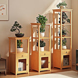 Square Nan Bamboo MDF Acrylic Display Rack – 1–4 Tier, Modern Living Room Storage