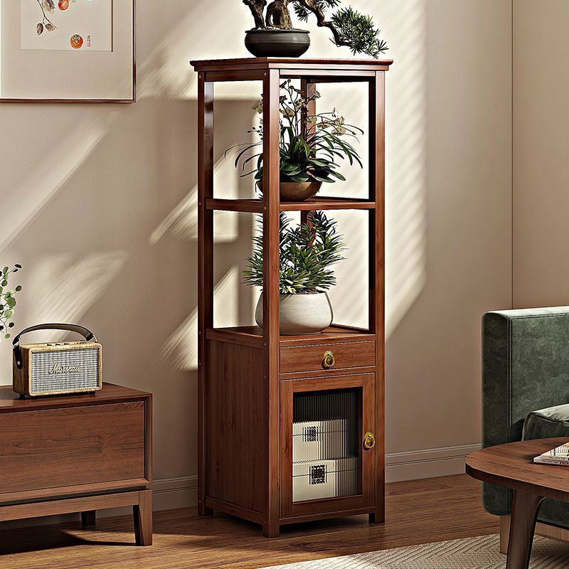 Square Nan Bamboo MDF Acrylic Display Rack – 1–4 Tier, Modern Living Room Storage