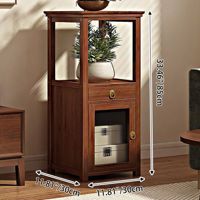 Square Nan Bamboo MDF Acrylic Display Rack – 1–4 Tier, Modern Living Room Storage