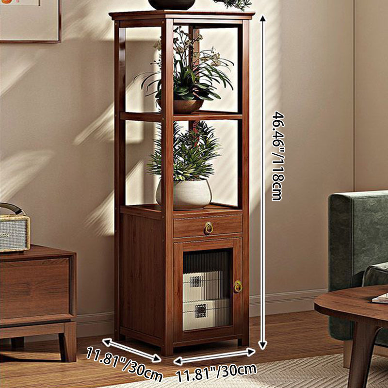 Square Nan Bamboo MDF Acrylic Display Rack – 1–4 Tier, Modern Living Room Storage