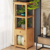 Square Nan Bamboo MDF Acrylic Display Rack – 1–4 Tier, Modern Living Room Storage