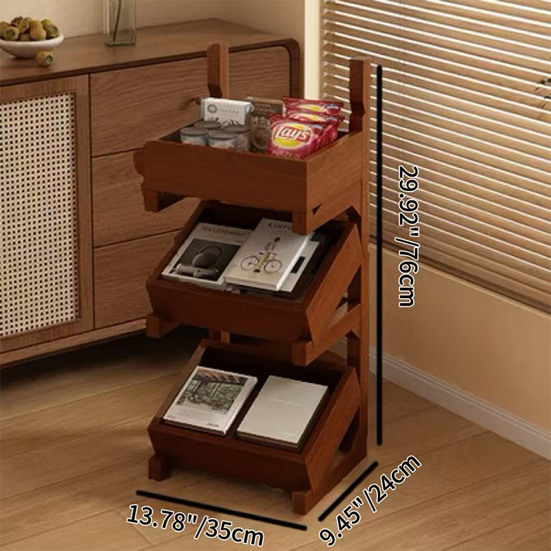 Modern Minimalist Rectangular Pine Wood Display Rack — 3- or 4-Tier Storage for Living Room