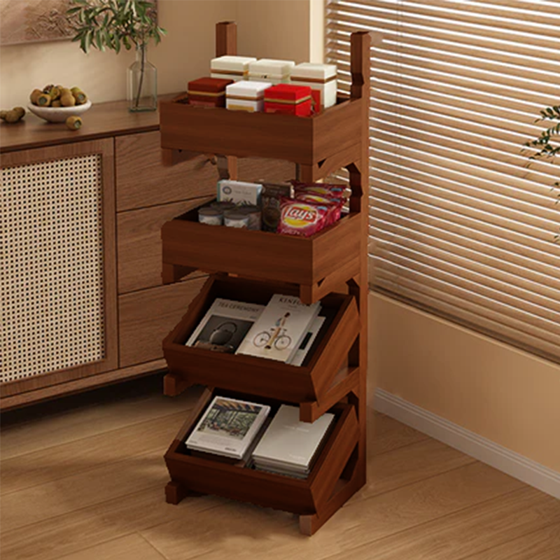 Modern Minimalist Rectangular Pine Wood Display Rack — 3- or 4-Tier Storage for Living Room