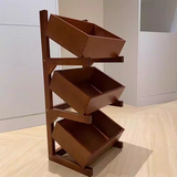 Modern Minimalist Rectangular Pine Wood Display Rack — 3- or 4-Tier Storage for Living Room