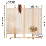 Sleek Modern Minimalist Rectangular Pine Wood Room Divider with Linen Panels for Living Room