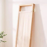 Sleek Modern Minimalist Rectangular Pine Wood Room Divider with Linen Panels for Living Room