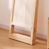 Sleek Modern Minimalist Rectangular Pine Wood Room Divider with Linen Panels for Living Room