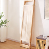 Sleek Modern Minimalist Rectangular Pine Wood Room Divider with Linen Panels for Living Room