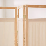 Sleek Modern Minimalist Rectangular Pine Wood Room Divider with Linen Panels for Living Room
