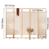 Sleek Modern Minimalist Rectangular Pine Wood Room Divider with Linen Panels for Living Room