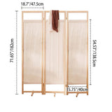 Sleek Modern Minimalist Rectangular Pine Wood Room Divider with Linen Panels for Living Room