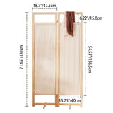 Sleek Modern Minimalist Rectangular Pine Wood Room Divider with Linen Panels for Living Room