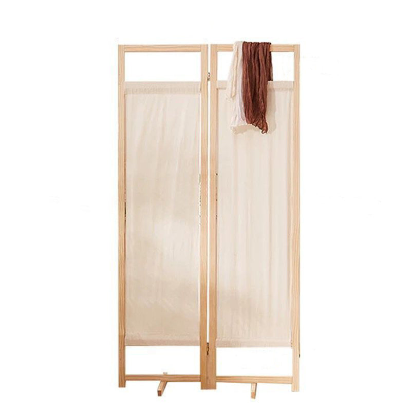 Sleek Modern Minimalist Rectangular Pine Wood Room Divider with Linen Panels for Living Room
