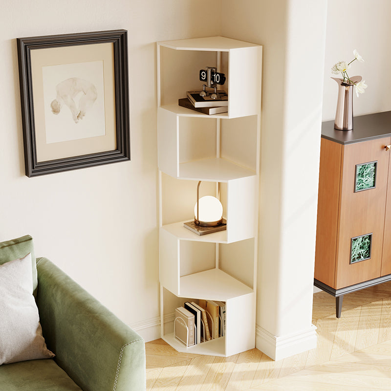 Modern Minimalist Triangle Iron Corner Shelf Unit — 4- or 5-Tier, Space-Saving Corner Storage for Living Room