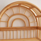 Coastal Contemporary 3-Tier Rattan Display Rack with Arched Rectangular Frame - Indonesian-Made for Living Room