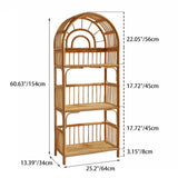 Coastal Contemporary 3-Tier Rattan Display Rack with Arched Rectangular Frame - Indonesian-Made for Living Room