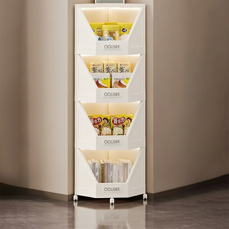 Modern Minimalist Square PP Movable Stackable Corner Shelf Unit – 2/3/4-Tier for Living Room