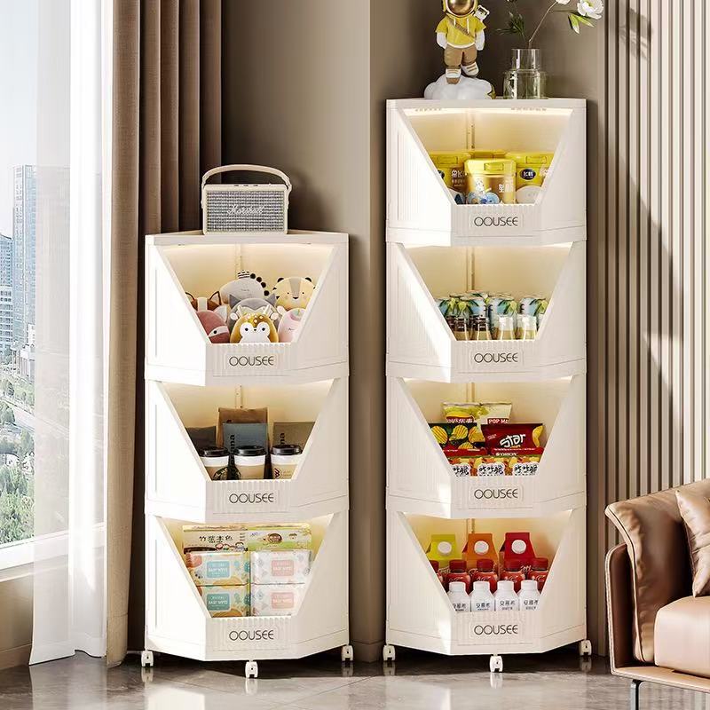 Modern Minimalist Square PP Movable Stackable Corner Shelf Unit – 2/3/4-Tier for Living Room