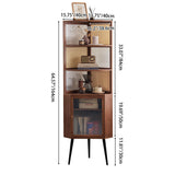 Modern Mid-Century 6-Tier Corner Shelf Unit – Square Nan Bamboo Solid Wood with Acrylic Faux Rattan Weaving for Living Room